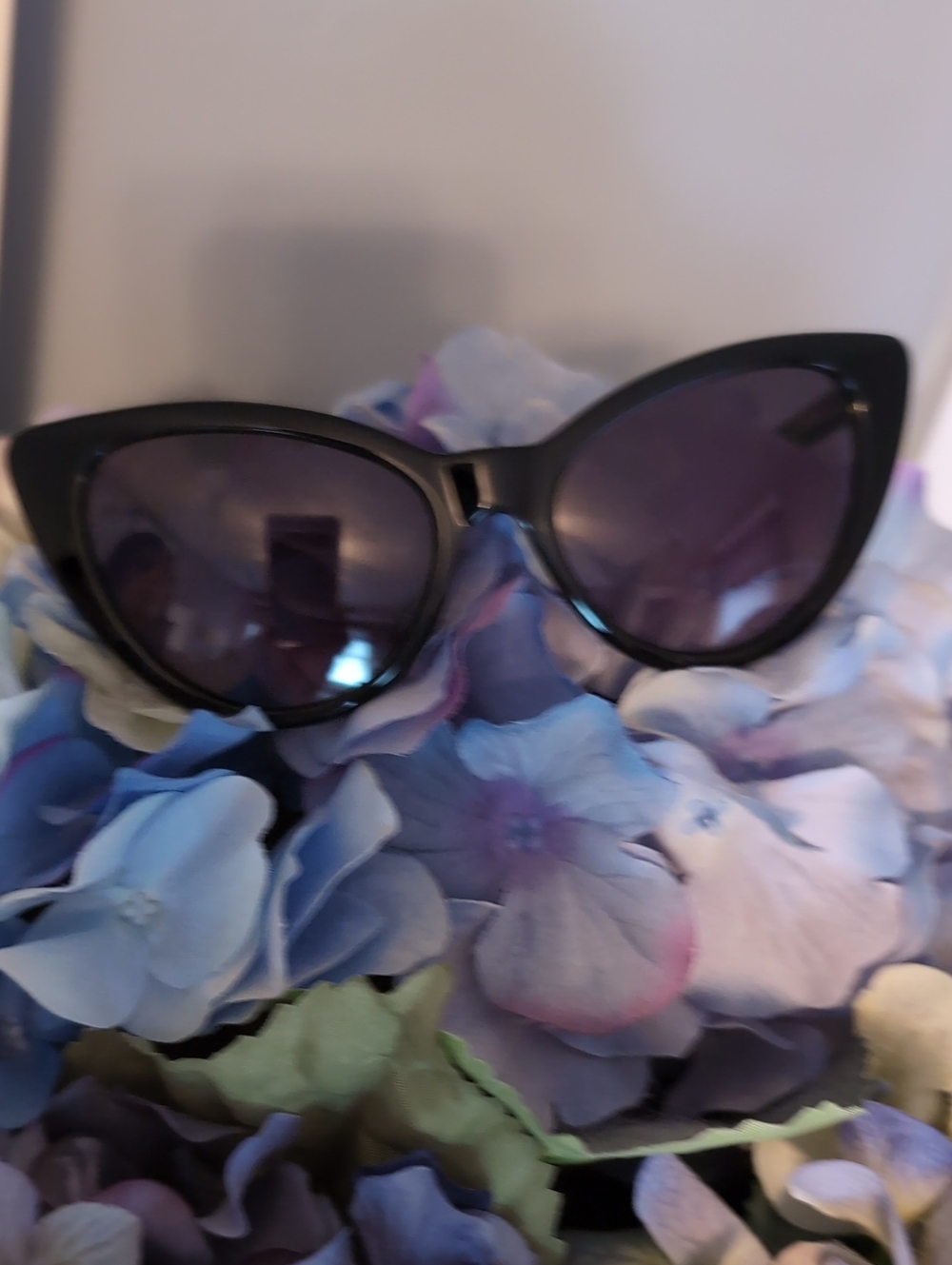 Banana Republic Black Cat-Eye Sunglasses with Dark Purple Lenses